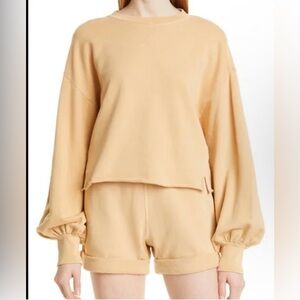 Frame women’s easy puff sleeve sweatshirt pesca french terry cloth size XS